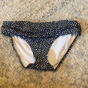 Womens Victoria Secret black white dot heavenly ruched bikini swim bottoms Large